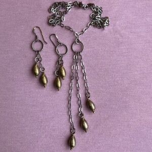 Sterling Silver white gold plated necklace and earrings.NWOT.